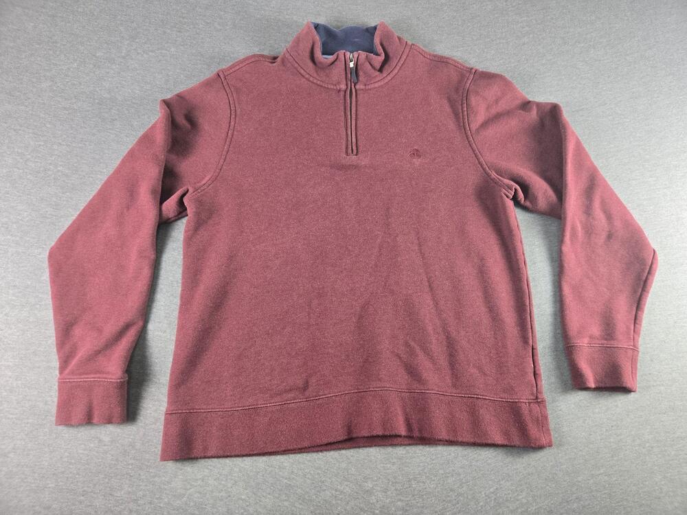 Brooks Brothers Sweater Mens Large Red 1/4 Zip Mock Neck Cotton Knit Pullover